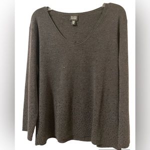 Eileen Fisher Merino Wool Sweater Women’s M Charcoal Gray Lightweight Sequined